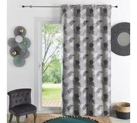 QABANE - Rideau d'Ameublement à Jacquard Arrondi - Polyester et Coton - Motifs Dynamiques - Prêt à Poser avec 8 Œillets Canon de Fusil - Idéal pour Salon, Chambre, Bureau - 140 x 260 cm - Gris Clair