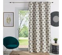 QABANE - Rideau d'Ameublement en Jacquard - Tissu Tamisant Motif Ethnique - Œillets Couleur Canon de Fusil - Prêt à Poser avec Recoupe Possible - Salon ou Chambre - 140 x 260 cm - Jaune Ocre