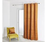 QABANE - Rideau en Velours Feutré Uni - Velours Doux Épais - Occultant Anti Bruit Thermique - pour Salon Chambre Bureau - 8 Œillets Ø 4 cm - 135 x 260 cm - Tabac