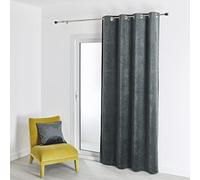 QABANE - Rideau en Velours Feutré Uni - Velours Doux Épais - Occultant Anti Bruit Thermique - pour Salon Chambre Bureau - 8 Œillets Ø 4 cm - 135 x 260 cm - Gris Anthracite