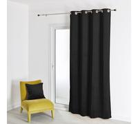 QABANE - Rideau en Velours Feutré Uni - Velours Doux Épais - Occultant Anti Bruit Thermique - pour Salon Chambre Bureau - 8 Œillets Ø 4 cm - 135 x 260 cm - Noir