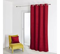 QABANE - Rideau en Velours Feutré Uni - Velours Doux Épais - Occultant Anti Bruit Thermique - pour Salon Chambre Bureau - 8 Œillets Ø 4 cm - 135 x 260 cm - Rouge