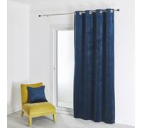 QABANE - Rideau en Velours Feutré Uni - Velours Doux Épais - Occultant Anti Bruit Thermique - pour Salon Chambre Bureau - 8 Œillets Ø 4 cm - 135 x 260 cm - Bleu Marine