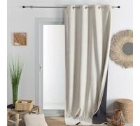 QABANE - Rideau Isolant Et Occultant en Velours Doublé Polaire - Velours 100% Polyester - Thermique Phonique - pour Chambre Salon - Ruban Thermocollant Inclus - 135 x 280 cm - Blanc Cassé