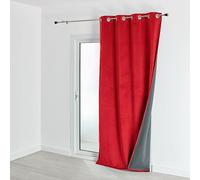 QABANE - Rideau Isolant Et Occultant en Velours Doublé Polaire - Velours 100% Polyester - Thermique Phonique - pour Chambre Salon - Ruban Thermocollant Inclus - 135 x 280 cm - Rouge