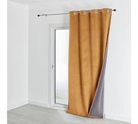 QABANE - Rideau Isolant Et Occultant en Velours Doublé Polaire - Velours 100% Polyester - Thermique Phonique - pour Chambre Salon - Ruban Thermocollant Inclus - 135 x 280 cm - Marron Clair