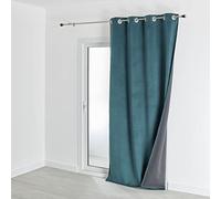 QABANE - Rideau Isolant Et Occultant en Velours Doublé Polaire - Velours 100% Polyester - Thermique Phonique - pour Chambre Salon - Ruban Thermocollant Inclus - 135 x 280 cm - Bleu Paon