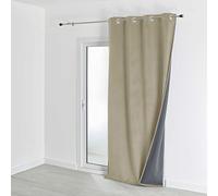 QABANE - Rideau Isolant Et Occultant en Velours Doublé Polaire - Velours 100% Polyester - Thermique Phonique - pour Chambre Salon - Ruban Thermocollant Inclus - 135 x 280 cm - Beige