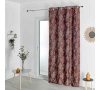 QABANE - Rideau Jacquard Esprit Nature - Motif Texturé Graminés - Tamisant Occultant pour Salon Chambre - Prêt à Poser avec Œillets - 140 x 260 cm - Tabac