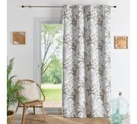 QABANE - Rideau Jacquard Motif Jungle - Polyester - Tissage Chenille Jacquard - Œillets pour Installation Facile - Idéal pour Salon, Chambre, Salle à Manger - Taille 140 x 260 cm - Couleur Blanc