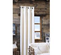 QABANE - Rideau Montagne Effet Mouton - Polyester Fourrure - Ambiance Cocooning Chalet - pour Salon Chambre Coin Lecture - Prêt à Poser - 140 x 260 cm - Écru