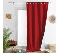 QABANE - Rideau Thermique Occultant 100% Doublure Polaire - Polyester - Isolation Totale - Chambre, Salon - Oeillets Ronds Canon de Fusil - 140 x 260 cm - Rouge