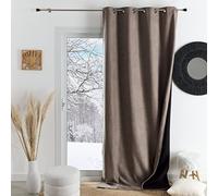QABANE - Rideau Thermique Phonique et Semi Occultant KONFOR - Flanelle Polyester - Uni - Double Face - Isolation Thermique et Phonique - Réduction Bruit 5dB - Prêt à Poser - 140 x 260 cm - Lin