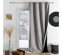 QABANE - Rideau Thermique Phonique et Semi Occultant KONFOR - Flanelle Polyester - Uni - Double Face - Isolation Thermique et Phonique - Réduction Bruit 5dB - Prêt à Poser - 140 x 260 cm - Gris Perle