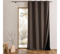 QABANE - Rideau Thermique Phonique et Semi Occultant KONFOR - Flanelle Polyester - Uni - Double Face - Isolation Thermique et Phonique - Réduction Bruit 5dB - Prêt à Poser - 140 x 260 cm - Taupe