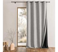 QABANE - Rideau Thermique Phonique KONFOR - 140 x 180 cm - Gris Perle | Flanelle Polyester - Occultant Isolant Froid et Bruit - Chambre Salon Bureau - 8 Oeillets
