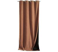 QABANE - Rideau Thermique Phonique KONFOR - 140 x 260 cm - Marron Clair | Semi Occultant - Flanelle et Polyester - Isolant Anti Bruit et Froid - Prêt à Poser avec Oeillets