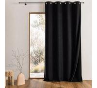 QABANE - Rideau Thermique Phonique KONFOR - 140 x 260 cm - Noir | Flanelle Polyester - Occultant Isolant Froid et Bruit - Chambre Salon Bureau - 8 Oeillets