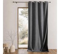 QABANE - Rideau Thermique Phonique KONFOR - Flanelle Polyester - Occultant Isolant Froid et Bruit - Chambre Salon Bureau - 8 Oeillets - 160 x 240 cm - Gris Anthracite