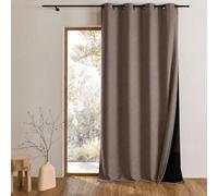 QABANE - Rideau Thermique Phonique KONFOR - Flanelle Polyester - Occultant Isolant Froid et Bruit - Chambre Salon Bureau - 8 Oeillets - 160 x 240 cm - Lin
