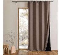 QABANE - Rideau Thermique Phonique KONFOR - Flanelle Polyester - Occultant Isolant Froid et Bruit - Chambre Salon Bureau - 8 Oeillets - 250 x 260 cm - Lin