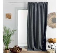 QABANE - Rideau Thermique Phonique Semi Occultant à Galons Fronceurs KONFOR - Polyester - Isolation Acoustique - Voilage Chambre, Salon - 140 x 260 cm - Gris Anthracite