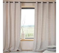 QABANE - Rideau Thermique Semi-Occultant Bouclette - Polyester Jacquard Doublé Polaire - Isolation 12x Standard IFTH 23-01256 - 8 Œillets Canon de Fusil - 140 x 260 cm - Beige