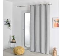 QABANE - Rideau Thermique Semi-Occultant Bouclette - Polyester Jacquard Doublé Polaire - Isolation 12x Standard IFTH 23-01256 - 8 Œillets Canon de Fusil - 140 x 260 cm - Gris Clair