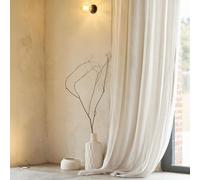 QABANE - Rideau Voilage 100% Lin Fluide - Transparent et Léger - Tamisant pour Fenêtres de Salon, Chambre, Cuisine - Prêt à Poser avec Ourlets - 140 x 260 cm - Lin