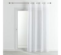 QABANE - Voilage Effet Lin à Galon Fronceur - Polyester - Transparent Tamisant - Prêt à Poser pour Fenêtre Salon, Chambre, Cuisine - 290 x 180 cm - Blanc