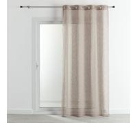 QABANE - Voilage Effet Lin Fluide - Polyester - Léger et Aérien - Idéal pour Salon, Chambre, Cuisine - Œillets Ronds Ø4 cm - Transparent et Tamisant - Prêt à Poser - 140 x 240 cm - Beige