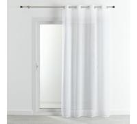 QABANE - Voilage Effet Lin Fluide - Polyester - Léger et Aérien - Idéal pour Salon, Chambre, Cuisine - Œillets Ronds Ø4 cm - Transparent et Tamisant - Prêt à Poser - 290 x 240 cm - Blanc