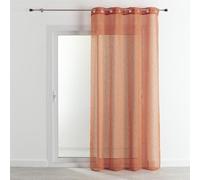 QABANE - Voilage Effet Lin Fluide - Polyester - Tamisant Semi-Transparent avec Œillets - Laisse Entrer Lumière pour Chambre, Salon, Cuisine - 140 x 240 cm - Terracotta