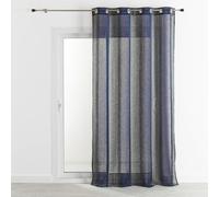 QABANE Voilage en Etamine avec des ayures Verticales Colorés Polyester Bleu Cobalt 140 X 240 cm