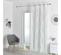 QABANE Voilage Rustique Imprimee - Gris - 140 X 240 cm, FR_BE: HomeMaison.COM Voilage Rustique Imprimee - Gris - 140 X 240 cm