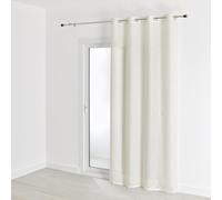 QABANE - Voilage Uni à Rayures Brodées - Polyester Uni - Tamisant pour Fenêtres de Salon, Chambre, Cuisine - 8 Œillets Ronds Ø 4 cm - Prêt à Poser - 140 x 240 cm - Blanc
