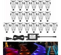 QACA 20 Mini Spot Extérieur Led Encastrable 0.4W/DC12V Etanche IP67 Luminaire Décoration pour Terrasse, Patio, Escalier, Chemin, Jardin RGB