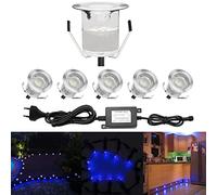 QACA Led Spot Mini Exterieur encastrable,Luminaire encastré 30mm IP 67 Eclairage Escalier Spot Exterieur Led Encastrable DC 12V 0.6W pour Patio Piscine Paysage (bleu, 6 kit)