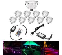 QACA Lot de 10 Spots LED Encastrable,Spots pour Escaliers Pont Lumière pour Jardin, Patio, Spots Luminaires LED Decoration les EscalierDC 12V Etanche IP67 (RGB)