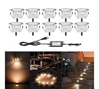 QACA Lot de 10 Spots LED Encastrable,Spots pour Escaliers Pont Lumière pour Jardin, Patio, Spots Luminaires LED Decoration les EscalierDC 12V Etanche IP67 (Blanc Chaud)