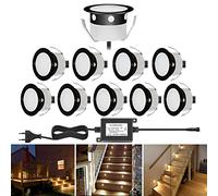 QACA Spots LED Eclairage,Encastrable Extérieur IP67 Acier inoxydable Noir- Spots à Encastrer pour Terrasse Bois Plafond 0,6W DC12V lumière Spot LED Lampe Extérieur [ (blanc chaud, 10 kit)
