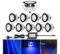 QACA Spots LED Eclairage,Encastrable Extérieur IP67 Acier inoxydable Noir- Spots à Encastrer pour Terrasse Bois Plafond 0,6W DC12V lumière Spot LED Lampe Extérieur [ (bleu, 10 kit)