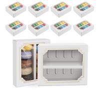 Qacpahucy Boîtes à Macarons Boîtes à macarons avec fenêtre transparente Lot de 12 pour cupcakes donuts biscuits et mini-gâteaux mariage anniversaire pâtisserie(Grand)