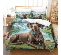 QADDKRTEV 3D, Imprimé German Shorthaired Pointer Literie en Microfibre Super Douce Et Respirante Sets De Housses De Couettes 3 Pièces Et Taie d'oreiller Single(140x200cm)