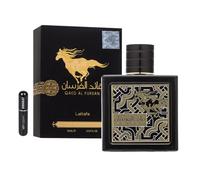 Qaed Al Fursan Original Parfum arabe longue durée importé de Dubaï avec atomiseur rechargeable 5 ml, parfum boisé et sophistiqué Noir
