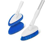 Qaestfy Brosse Baignoire Emsemble avec 130cm Manche Brosse de Nettoyage Brosse à Récurer pour Baignoire Carrelage Salle de Bain