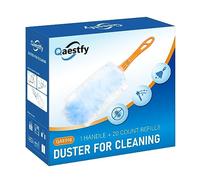 Qaestfy Lot de 20 recharges de plumeaux en Microfibre Moelleuse 360 avec poignée rotative de 35,6 cm, Chiffons Non parfumés pour dépoussiérage Multi-Surfaces (1 poignée + 20 pièces)