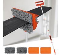 Qaestfy Nettoyeur de Ventilateur de Plafond et Plumeau Balais Nettoyer Sol Serpillère avec 159 cm Manche Long Nettoyeur de Raclette Vitre Telescopique Nettoyant pour Murs Balai Chenille et Microfibre