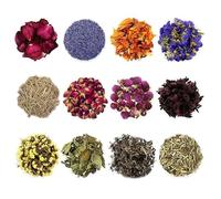 Qaestuan 12 Pièces Fleurs Séchée, Beaucoup Sortes Mélanger Fleurs Séchées, Naturel Fleur Séchées, Fleur Pressée Parfumé, pour Bougie Savon, Boutons de Roses Séché, Décoration Florale