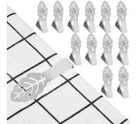Qaestuan 12 Pièces Pinces à Nappe, Argent Pince Table Nappes Acier Inoxydable, Fixation Sécurisée Auto-Ajustable, Convient aux Tables de Jardin, à Manger Familiales, Nappe-Clips D'extérieur